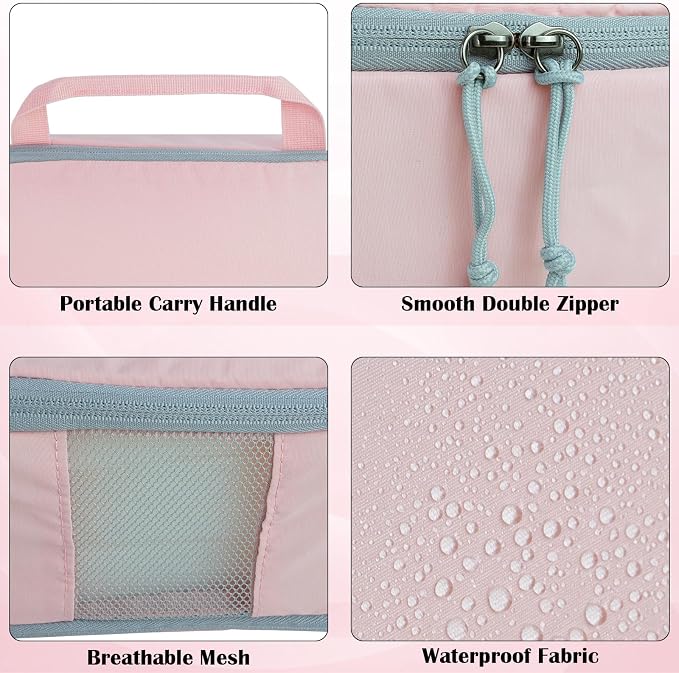 Extra Large Compression Packing Cubes for Travel Essentials, 2 Set Expandable Travel Cubes for Packing Compression Bags Luggage Suitcase Organizer, Pink - Image 3