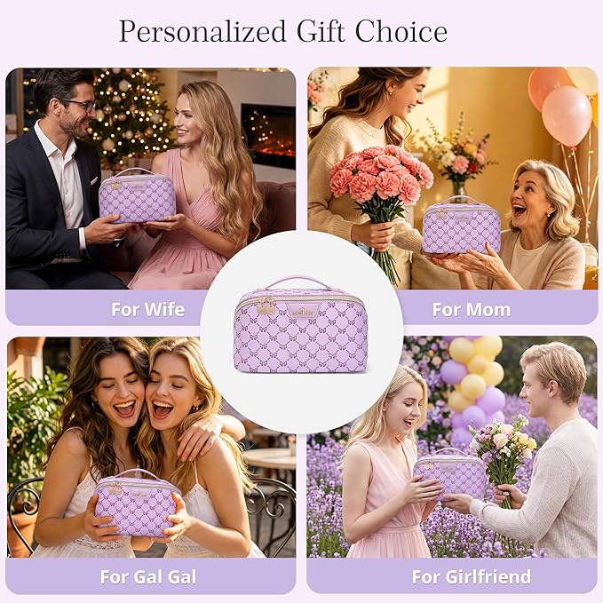 Travel Makeup Bags for Women: Luxury Bow Print Make up Bag | Bow Print That Stays as Sweet as You,3 Set Large Capacity Cute Cosmetic Case - Waterproof Leather Toiletry Organizer Bag - Image 5