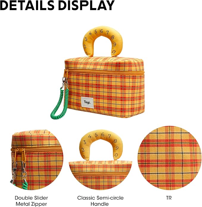 Tagi. Callme Hotdog Large Capacity Travel Makeup Bag, Waterproof Polyester Cosmetic Bag for Women, Wide-Open Flat Pouch for Toiletry & Travel, Portable Organizer with Handle & Dividers - Image 5