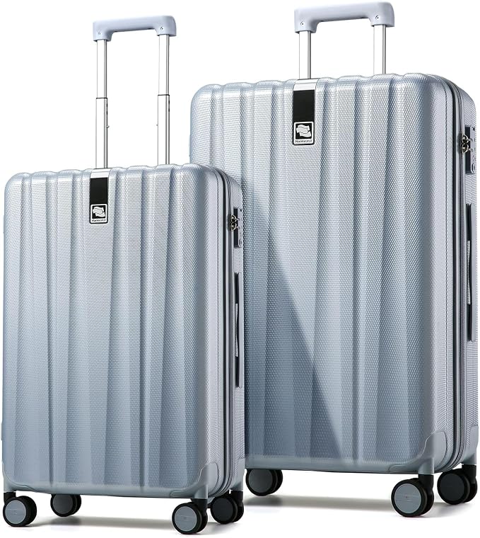 Hanke Suitcase, 2-Piece Set (20/29 Inch) Lightweight Hardshell PC Luggage with Spinner Wheels & TSA Lock, Gray, Extra Large Rolling Travel Bag, Nestable Storage, Waterproof, 103L by Hanke
