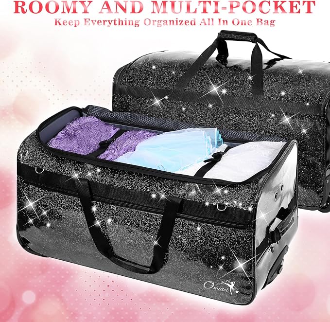 Dance Bag with Garment Rack and Curtain, 23" Rolling Dance Competition Duffle Bag with Garment Rack | Portable Dance Changing Room Suitcase for Dancers Athlete Livestreamer Cheerleaders - Image 4
