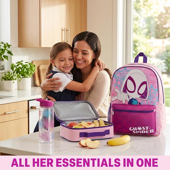 Get Trend Marvel Ghost Spider Kids Backpack 4 Piece Set | 18 inch Bookbag, Insulated Lunch Bag, Zipped Pencil Case & BPA-Free Water Bottle for School & Travel, Gifts for Girls - Image 6