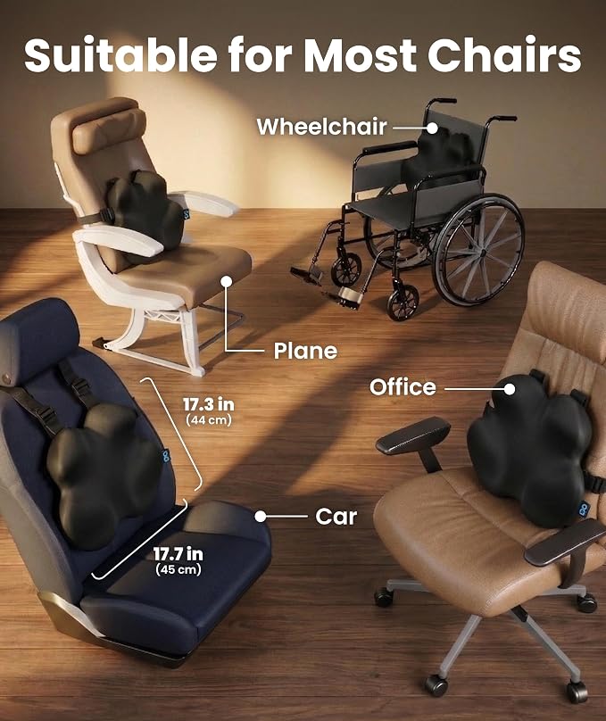 Elevate Series by Everlasting Comfort Lumbar Support Pillow for Office Chair - Memory Foam Back Cushion for Car Seat - Promotes Better Posture, Back Pain Relief - Ideal for Gaming and Desk Chairs - Image 5