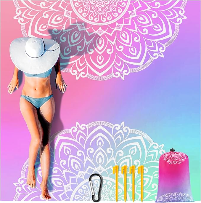HIHOHO Beach Blanket Waterproof Sandproof Extra Large Beach Mat 79" X 83"/120"x108"for 1-8 Adults Quick Drying Durable Outdoor Picnic Mat for Beach Travel Camping Hiking by HIHOHO
