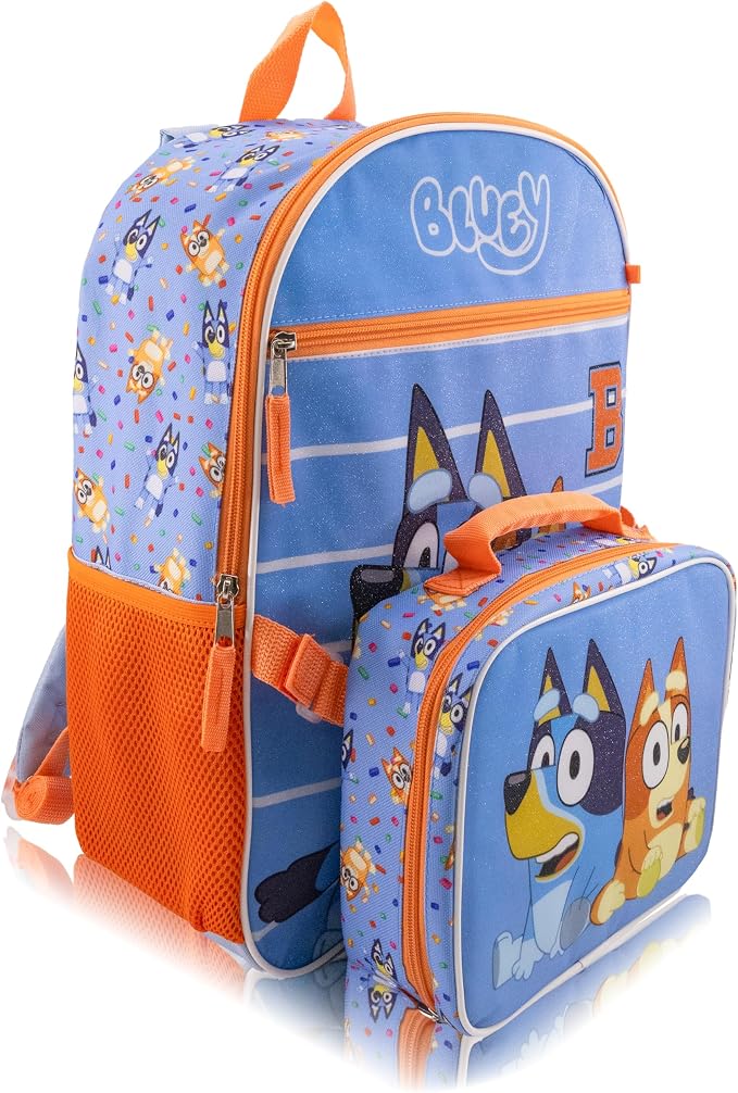 Bluey Backpack With Lunch Box for Kids | Insulated Lunch Bag Lunch Box for Boys, Girls, Toddlers | Backpack for School and Reusable Lunchbox with Matching Headphones and Water Bottle - Image 2