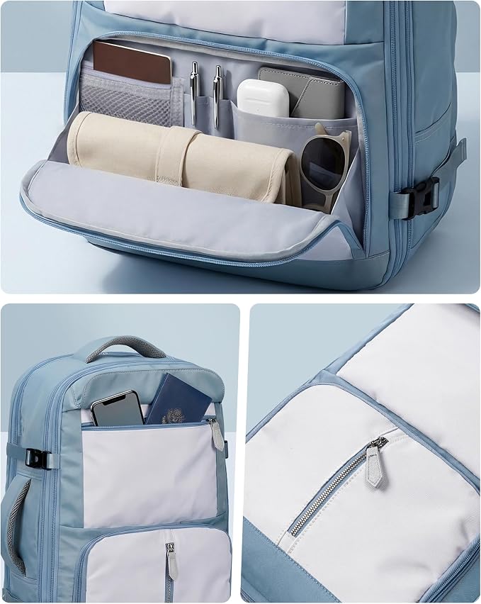 Taygeer Frontier Airlines Personal Item Bag, Expandable 18x14x8 backpack | Travel Backpack with Hidden Shoe Compartment, TSA Approved Personal Item Backpack Fits 15.6" Laptop for Women Weekender, Blue - Image 6