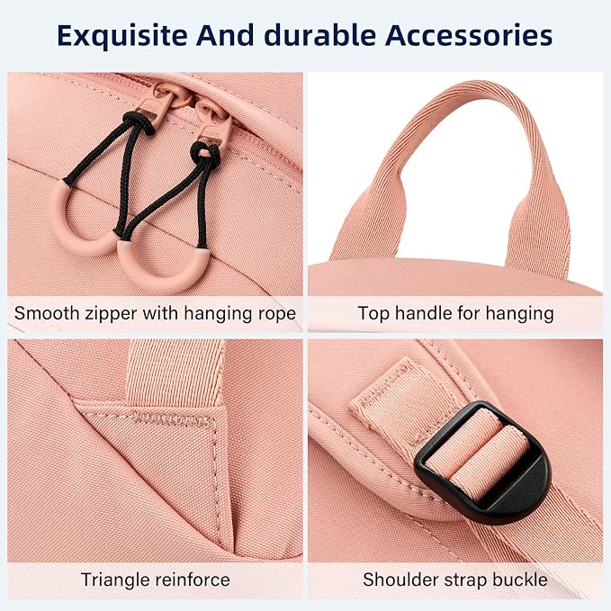 HanTrip Carry On Travel Backpack For Men Women, 13 Inch Small Mini Work Bag Personal Item Backpacks, Camping Back Pack Lightweight Hiking Daypack For Office Nurse Commuter (Pink) - Image 4