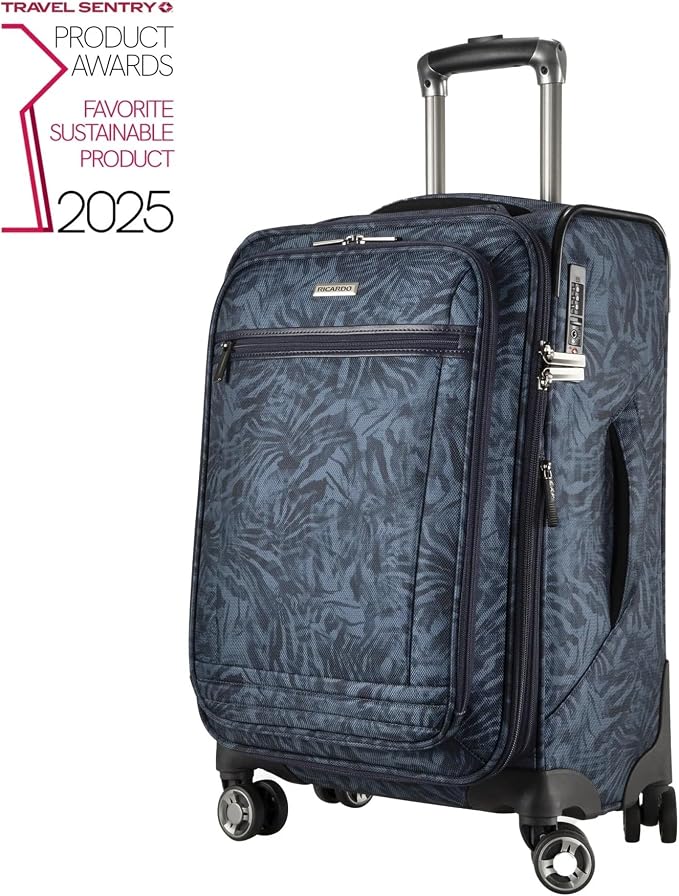 Ricardo Beverly Hills Avalon Softside Carry-On Luggage Made with Sustainable 100% Recycled PET (rPET), Lightweight, Eco-Friendly Travel, Expandable, Dual Spinner Wheels, Serengeti Night, 20-inch - Image 2