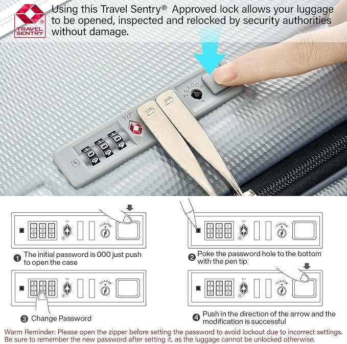 Hanke Multifunctional 26 Inch Hard Shell Suitcases with Wheels Travel Approved Luggage Large Rolling Suitcase Checked Luggage for Women Men(Grey) - Image 9