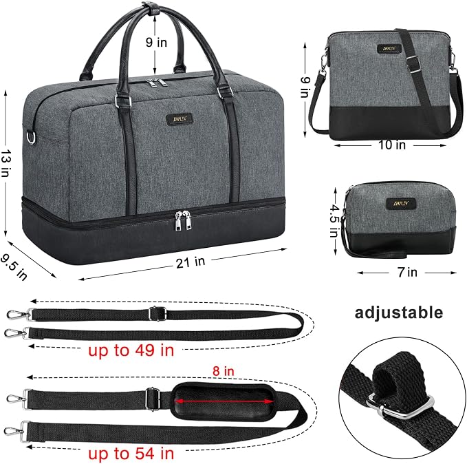 IBFUN Weekender Bags for Women, 21" Weekender Travel Bag, Travel Duffle Bag with Shoe Compartment Carry on Overnight Duffel Bag for Weekend Travel Business Trip, 3PCS - Image 6