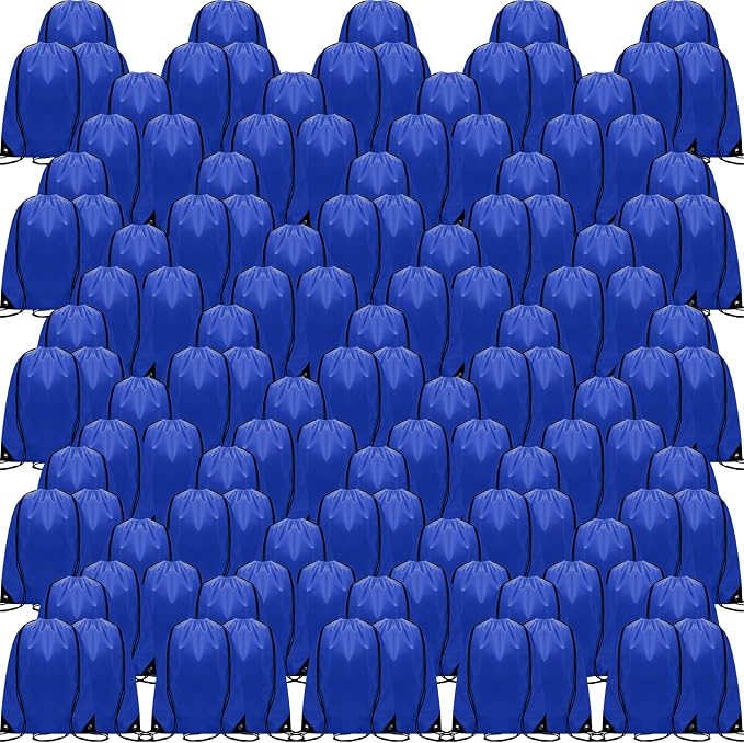 Shappy Drawstring Backpack Bulk Sports Gym Cinch Bag Polyester String Bag for Men Women(Dark Blue,150 Pcs) by Shappy