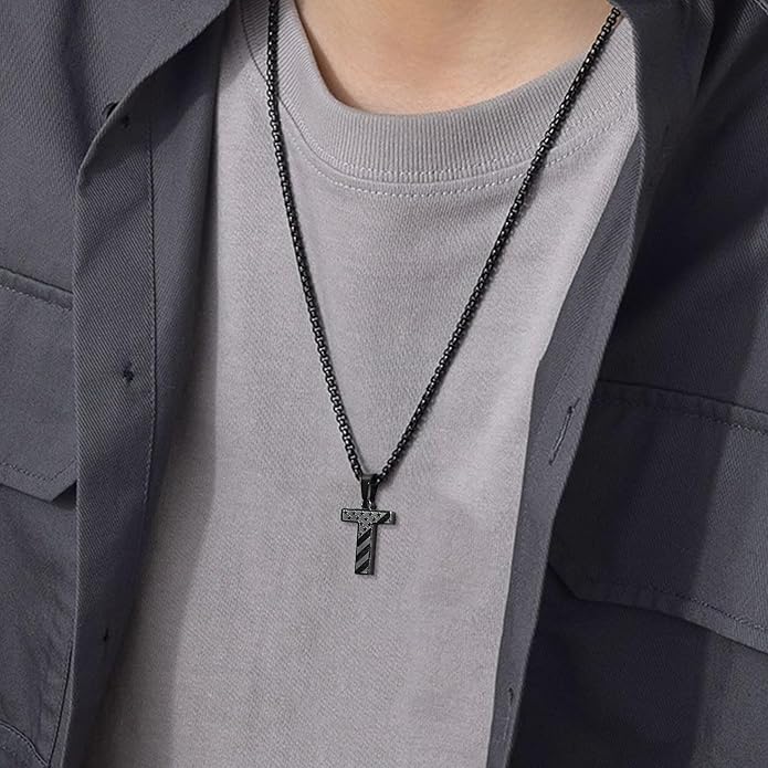 Zocomi Stocking Stuffers Christmas Gift - Initial Necklace Gifts for Men Boys, Stainless Steel American Flag Pendant Jewelry, Christmas Gifts Ideas for Kids Teen Boys