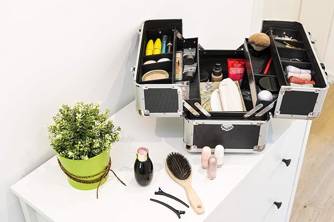 Meister 9095040 Multi-Purpose 355 x 240 x 225 mm-Lots of Storage Space-Divided Compartments-Lockable-Includes 2 Keys & Carry Strap/Cosmetic Scissor Case - Image 2