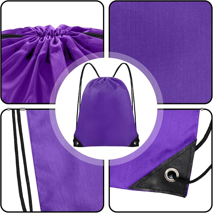 Grneric Drawstring Backpack Bulk 70Pcs String Backpack Drawstring Bags Cinch Bag Sackpack for Men Women Gym(Purple) - Image 3
