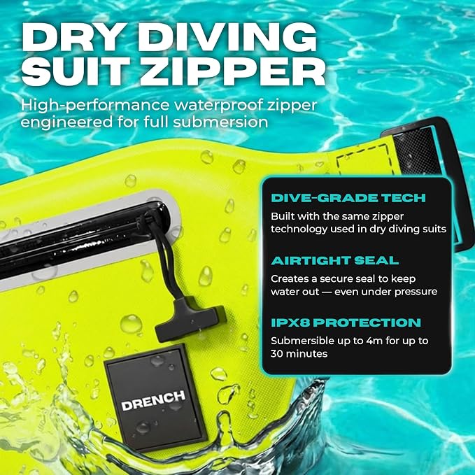 DRENCH 100% Waterproof Waist Pack Neon Yellow | Caribana & Caribbean Carnival Bag for Jouvert, Festivals, EDM Raves, Pool Parties, Travel & High Visibility Outdoor Use | Waterproof Phone Pouch Dry Bag - Image 7