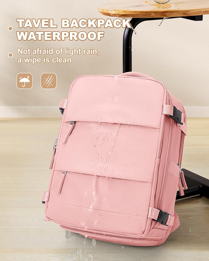 coowoz Large Travel Backpack Carry On for Women Man Gym Backpacks with Laptop Compartment Mochila de Viaje Teacher Personal Item Backpack Rucksack Airplane Accessories Must Haves Pink - Image 6