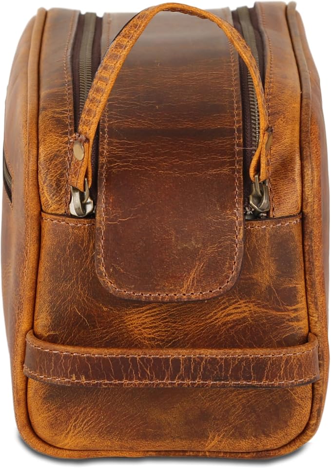 KomalC Travel Toiletry Bag – Premium Leather Dopp Kit for Men & Women with Water-Resistant Lining & Spacious Zippered Organizer - Image 4