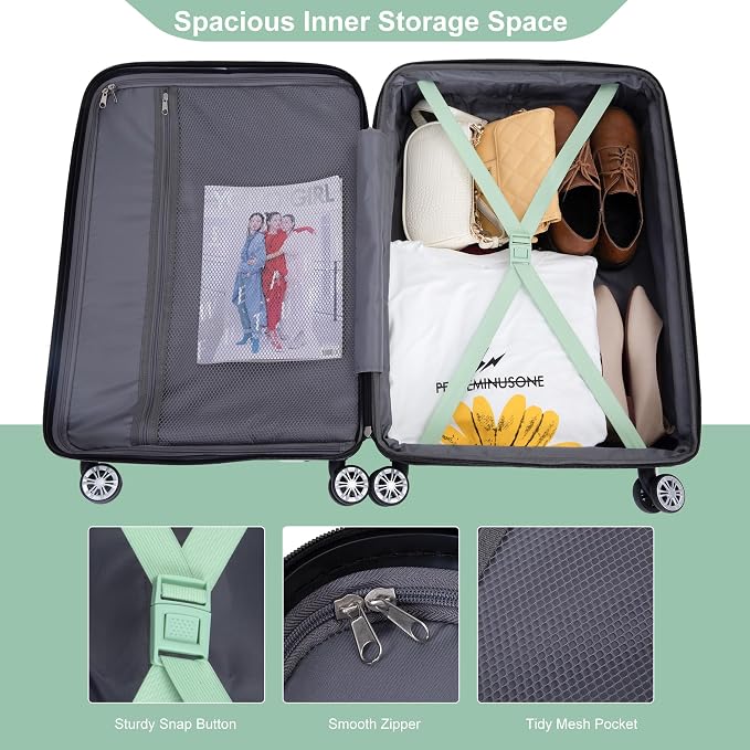 Travelhouse Hardside 3-piece Luggage Set, PC suitcases with Spinner Wheel | Double Spinner Wheels,TSA Lock, Underseat Waterproof Duffel Bag - Image 7