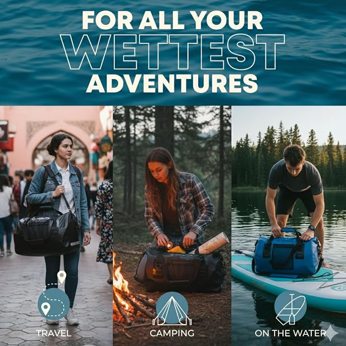 Earth Pak Waterproof Duffel Bag - Heavy Duty Motorcycle Dry Bag with Large Storage Space Perfect for Traveling, Camping, Kayaking, Fishing & Canoeing Bag 50L/70L/90L/120L Sizes - Image 6