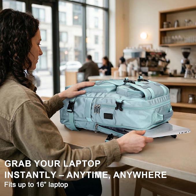 PIJUSHI Travel Backpack for Women, 3-In-1 Convertible Bag with Multi-Pocket | Carry On Luggage Duffle with 16" Laptop Compartment, Anti-Theft Back Pocket, USB Port for Daily, Airport - Image 4