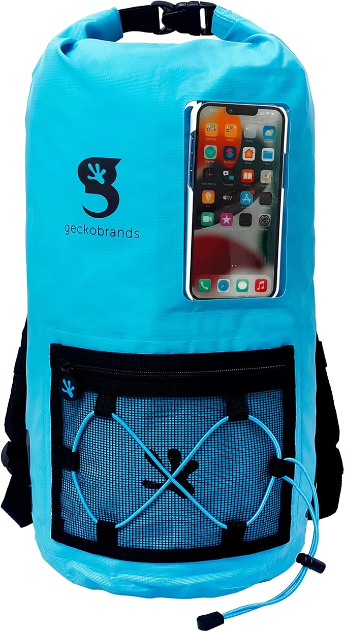 geckobrands Hydroner 20L Waterproof Dry Bag Backpack – Lightweight Roll-Top Bag with Clear Phone Pouch for Outdoor Activities by geckobrands
