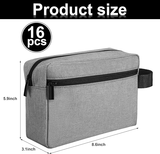 Paterr 16 Pcs Travel Toiletry Bag for Women Men Large Water Resistant Shaving Bag Hanging Cosmetic Bag with Handle and Divider Storage Travel Pouch Case (Gray) - Image 3