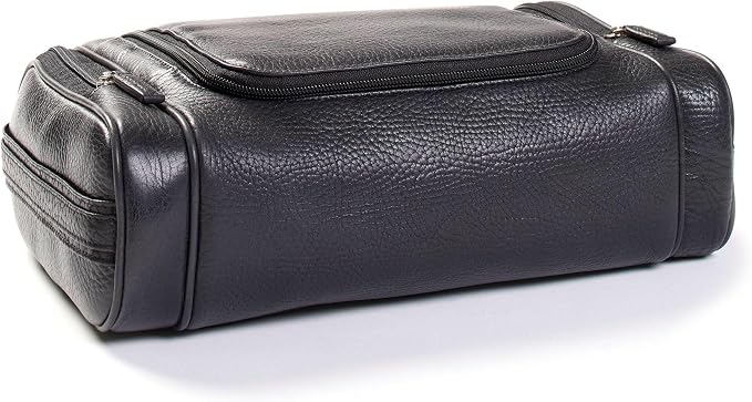 Leatherology Premium Ebony Hanging Toiletry Kit – Full Grain Leather Travel Organizer with Hanger and Multiple Storage Compartments - Image 2