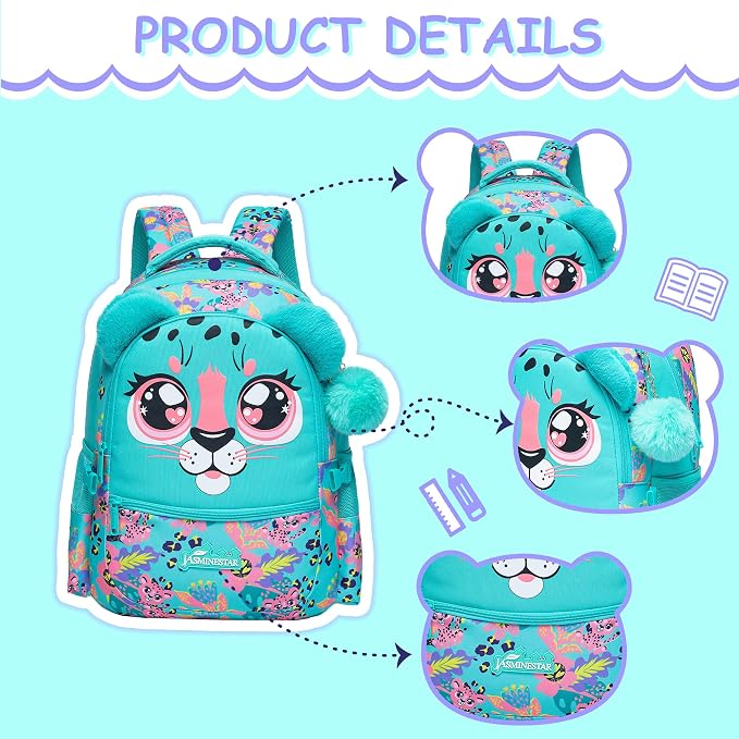 Kids Backpacks for Girls School Bag Cute Girls Backpacks Ages 8-10 with Lunch Box Pencil Case Bookbag Set Travel Backpack for Preschool Kindergarten Elementary Students - Image 3