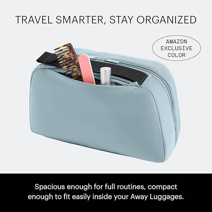 Away Amazon Exclusive Large Toiletry Bag - Water-Repellent Travel Toiletry Bag with Clamshell Opening, Interior Compartments, Exterior Zip Pocket - Sky Blue - Image 2