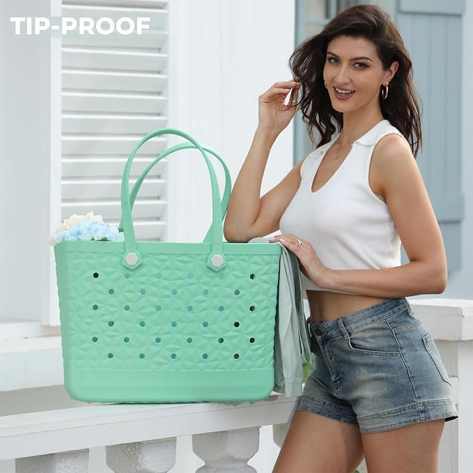Rubber Beach Tote Bag Waterproof Tip-Proof Outdoor Tote Bag for the Beach Boat Pool Sports - Image 2