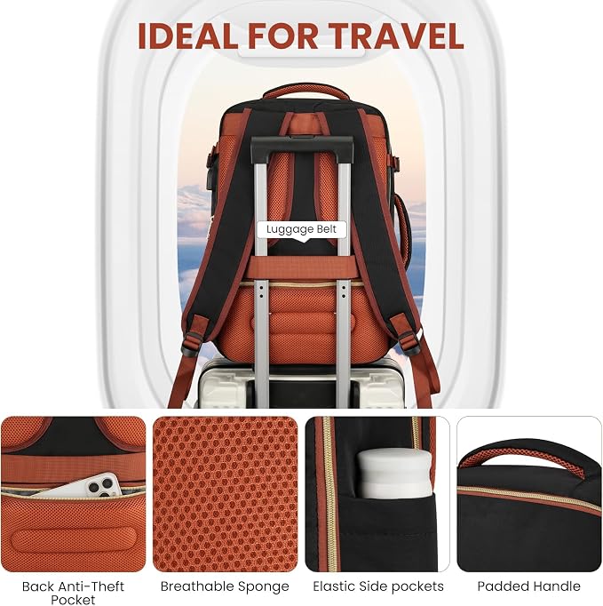 YAMTION Large Travel Carry On Backpack for Women with 4 Packing Cubes,TSA Airline Approved Weekender Bags for Airplane Travel Essentials Business Hiking Work School College - Image 7