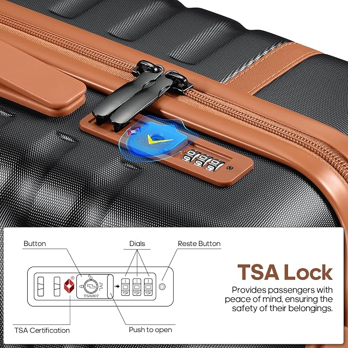 3 Piece Luggage Set, Durable ABS Hardshell Carry On Suitcase Set with Silent Spinner Wheels, YKK Zipper & TSA Lock, Lightweight Large Travel Checked Luggage,20/24/28 Inch - Image 3