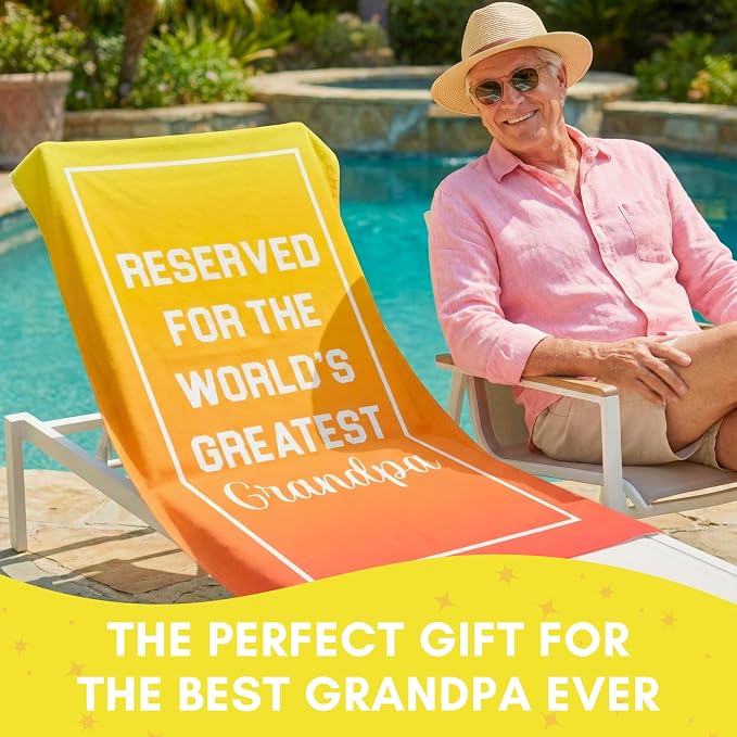 Ethisa Grandpa Beach Towel - Best Ever Summer Gift for New Grandfathers - Travel Friendly Birthday Present from Granddaughter or Grandson - Fathers Day Pool Accessory - Large 60x30 Quick Dry - Image 2