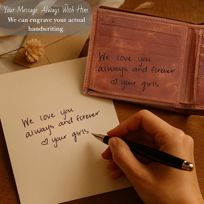 Personalized Wallet for Men Engraved with Photo – Custom Leather Picture Wallet Gift for Husband or Boyfriend from Wife or Girlfriend – Customized Christmas, Anniversary, or Birthday Gift for Him