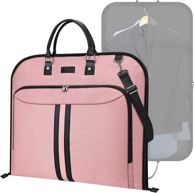 BALEINE Travel Garment Bag, Travel Suit Bag for Men, Water Resistant Carry on Garment Bag for Hanging Clothes, Garment Duffel Bag for Travel Business (Pink, 42") by BALEINE