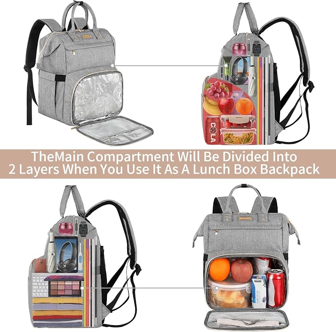Lunch Bag Backpack, Insulated Cooler Backpack Lunch Box Laptop Backpack for Women Men - Image 4
