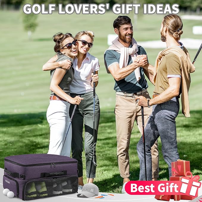 Extra Large Golf Trunk Organizer, Golf Gifts for Men Golfers, 20"x 14"x 10" 2 Layer Golf Trunk Organizer for Car, Water-resistant with Ventilated Compartment for 2 Pair Shoes and More Golf Accessories - Image 6