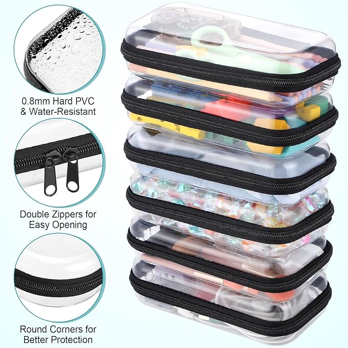 Sanwuta 6 Pcs Clear Hard Zipper Case Plastic Zipper Pouches Transparent Makeup Bag Pencil Case Pouches Toiletry Diaper Bag for Travel Toy Storage Organizer Bins(Black,7.48 x 3.94 x 2 Inch) - Image 4