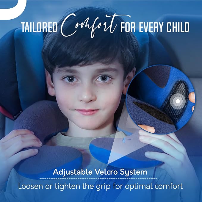 BCOZZY Kids Travel Neck Pillow (3-7 Y/O)- Patented Soft Toddler Pillow for Head & Chin Support in Car Seat, Airplane, and Road Trip Sleeping. Adjustable Size. Fully Washable. Carry Bag. Small, Gray - Image 7
