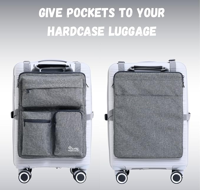SUITEDNOMAD Luggage Harness for Carry On Bag, Over Suitcase Organizer with Storage Pockets and Laptop Sleeves, Slide On Adjustable Bag for Travel - Image 2