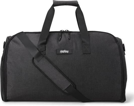 Halfday Convertible 2-in-1 Garment Duffel Weekender Bag 45L: Wrinkle-Free Travel (Hanging Suit Compartment, Shoe Pockets, Trolley Sleeve), Durable & Water-Resistant Carry-on, Shadow by HalfdayTravel