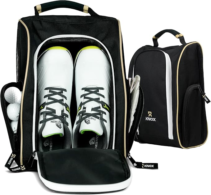 KNOX Golf Shoe Bag with Ventilation & Double Side Pockets for Socks, Tees, Golf Balls, Premium Padded Men Women Sports Travel Shoe Bag for Golf Shoes, Cleat Shoe Storage Organizer, Pickleball Shoe by KNOXOutdoorProtection