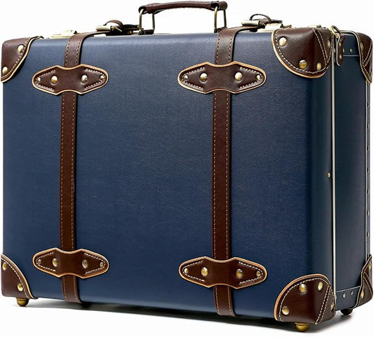 urecity Vintage and Cute Carry-on Overnight Case Non-wheeled Mini Leather Trunk Suitcase with Shoulder Strap by urecity