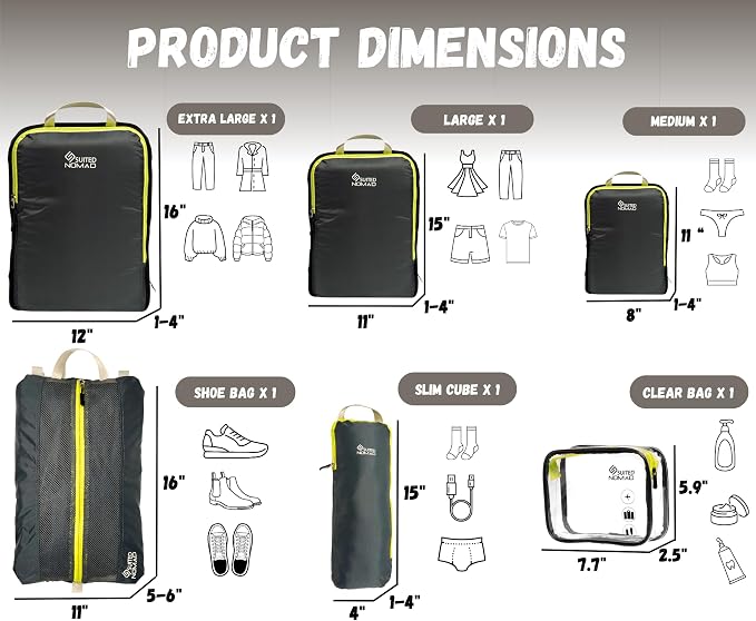 SUITEDNOMAD Ultralight Compression Packing Cubes Set, Suitcase and Backpack Travel Organizer Bags - Image 3