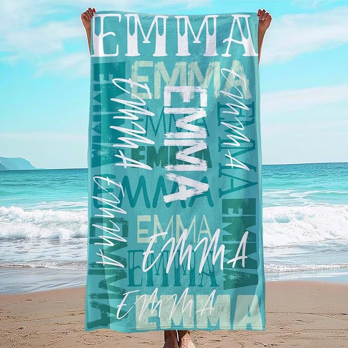 JML Personalized Beach Towel with Name, Custom Beach Towel with Name, Customized Microfiber Pool Towel, Quick Dry & Absorbent Swim Towel for Adult,Anniversary, Birthday, Summer Holiday,Vacation by JML