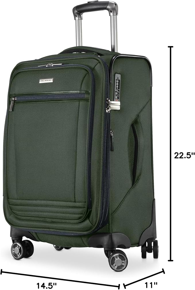Ricardo Beverly Hills Avalon Softside Carry-On Luggage Made with Sustainable 100% Recycled PET (rPET), Lightweight, Eco-Friendly Travel, Expandable, Dual Spinner Wheels, Juniper Green, 20-inch - Image 10