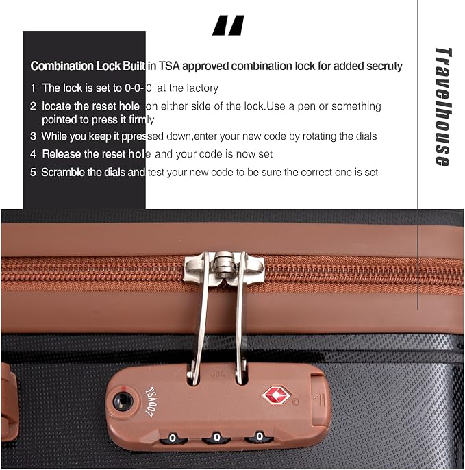 Travelhouse Luggage Sets 5 Piece with Double Spinner Wheels,PP Hardside Suitcase Sets with TSA Lock,Carry On Luggage Set with Travel Duffle Bag for Women and Men - Image 7