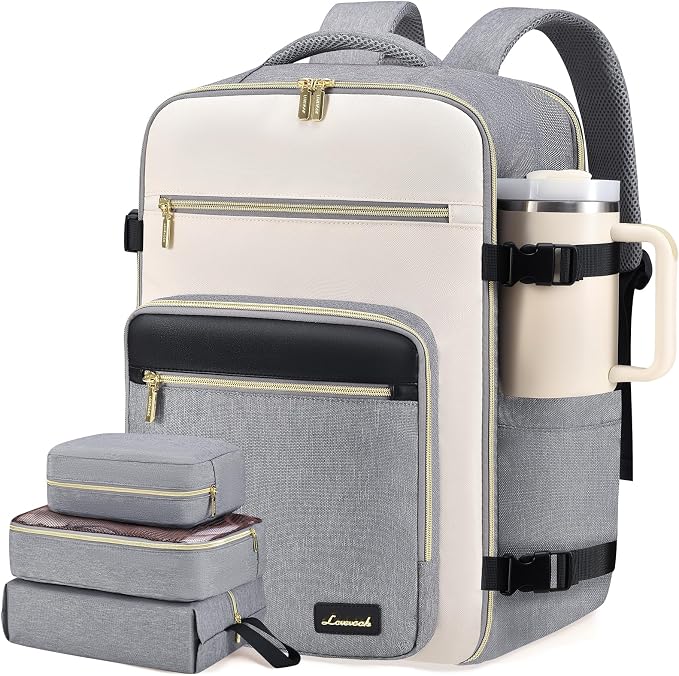 LOVEVOOK Travel Backpack For Women,40L Carry On Backpack Flight Approved,TSA Personal Item Travel Bag Fits 17 Inch Laptop,Business Weekender Overnight Daypack with Toiletry Bag and Cubes by LOVEVOOK