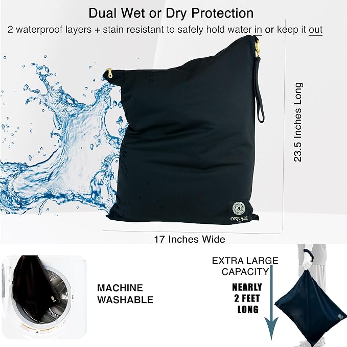 Ornadi XL Antimicrobial Waterproof Travel Laundry Bag Odor Mildew Control - Image 4