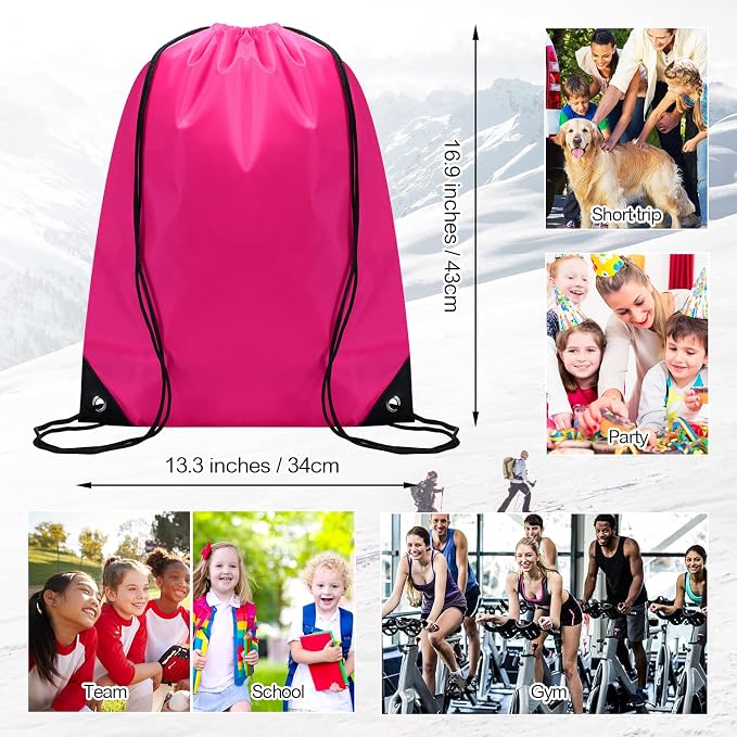 Shappy Drawstring Backpack Bulk Sports Gym Cinch Bag Polyester String Bag for Men Women(10 Colors,100 Pcs) - Image 4